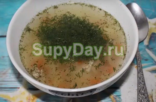 Диетический суп из куриной грудки с вермишелью