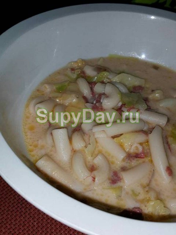 Итальянский суп с макаронами, картофелем и молоком