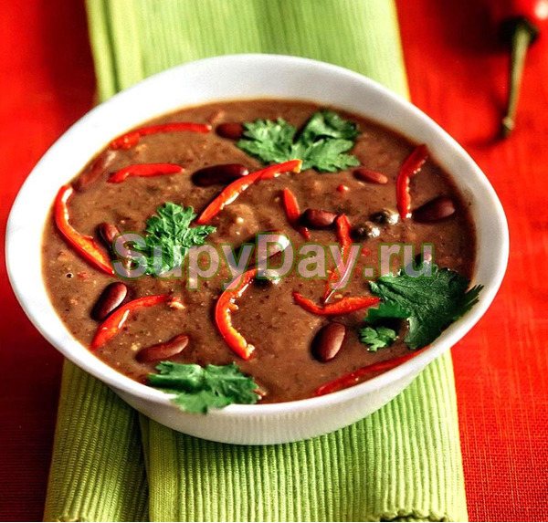 Мексиканский суп с фасолью, овощами