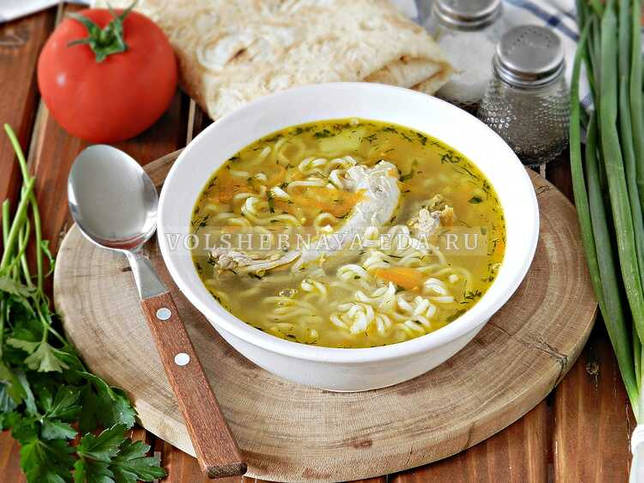 Суп из куриных шеек с вермишелью