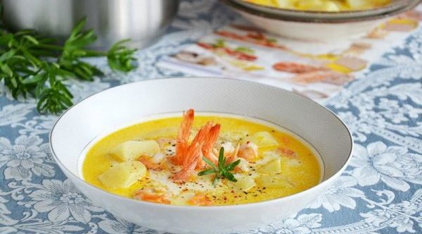 Суп с креветками и плавленным сыром. Рецепт со сливками, грибами, семгой, вермишелью, рисом